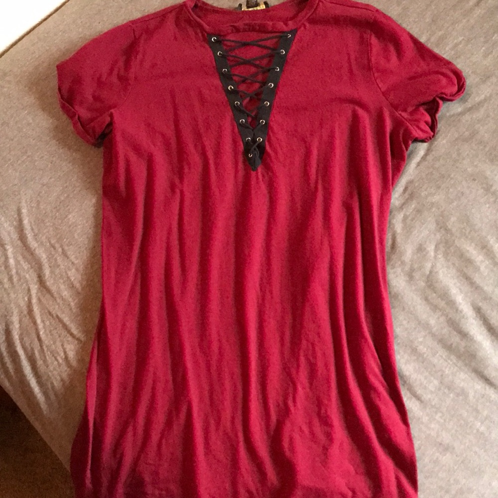 Laced up T-shirt dress